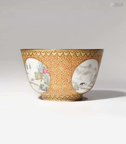 A CHINESE FAMILLE ROSE AND EN GRISAILLE MEDALLION BOWL