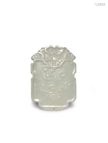 A CHINESE WHITE JADE 'PEONY' PENDANT