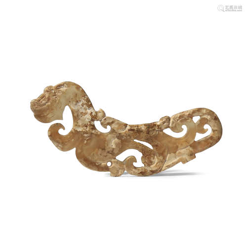 A CHINESE WHITE JADE 'DRAGON' PENDANT