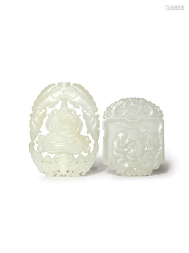 TWO CHINESE WHITE JADE PENDANTS