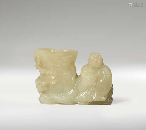 A SMALL CHINESE PALE CELADON JADE VASE