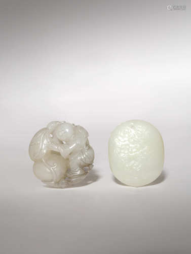 TWO CHINESE WHITE JADE PENDANTS