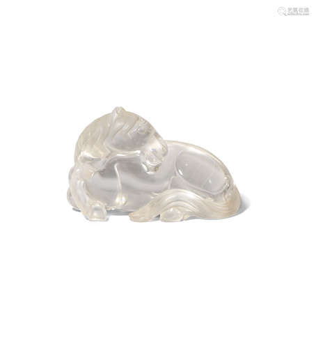 A CHINESE ROCK CRYSTAL CARVING OF A HORSE