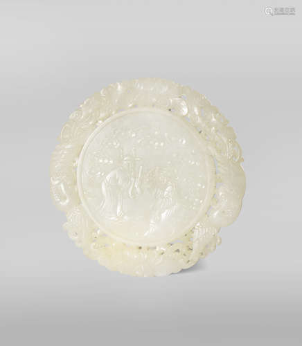 A CHINESE WHITE JADE CIRCULAR PLAQUE