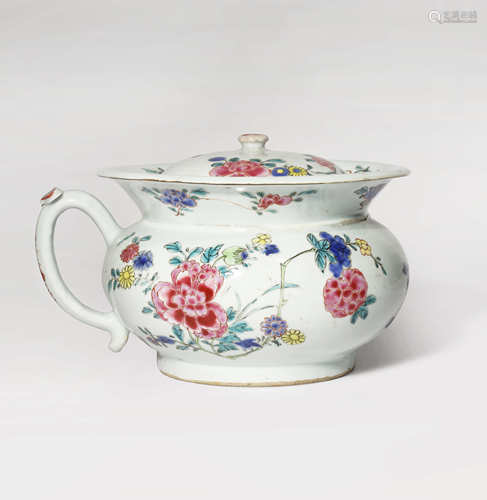 A CHINESE FAMILLE ROSE CHAMBER POT AND COVER