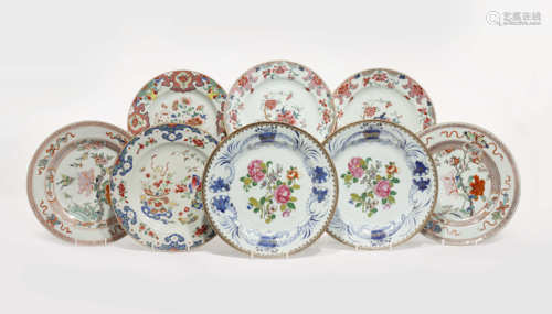 EIGHT CHINESE FAMILLE ROSE DISHES