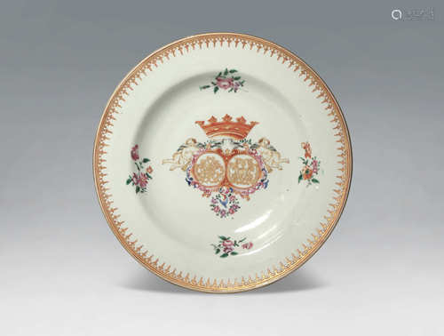 A CHINESE ARMORIAL SOUP PLATE