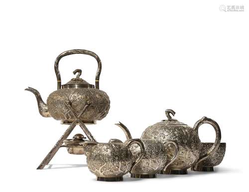 A CHINESE SILVER TEA SERVICE