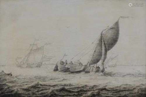 Adriaen van Salm (1657-1720)Beurtschip under full sail. Signed A. Salm on the plank lower left. An