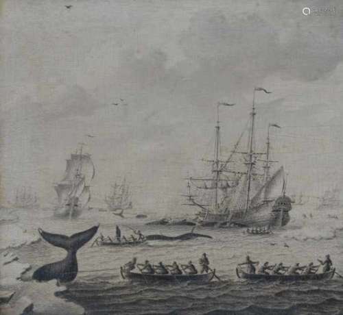 Adriaen van Salm (1657-1720)Whaling near Nova Zembla. Not signed. The composition of this painting