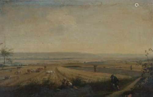 Johann Christian Klengel (1751-1824)Workers on the field. Signed and dated 1780 lower middle.panel