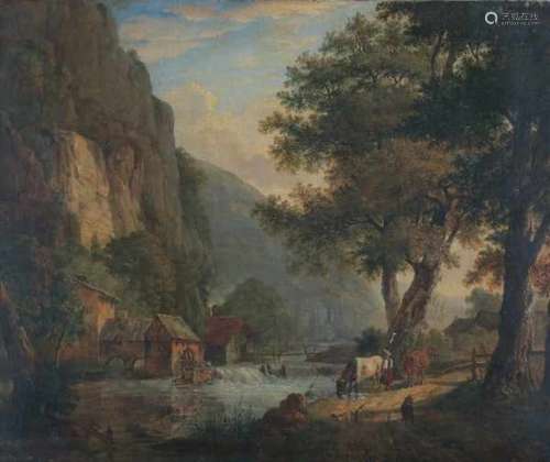 French school 19th centuryShepherdess by a watermill. Not signed.canvas 37 x 44,5 cm.- - -29.00 %