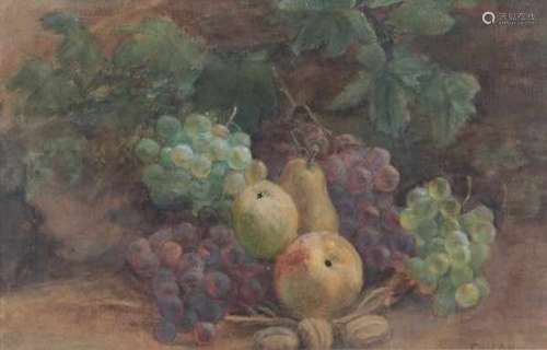 Attributed to Geraldine Jacoba Bakhuyzen van de Sande (1826-1895)Still life with grapes, pear and