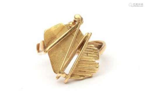 An 18 carat yellow gold ring, by designer goldsmith Anneke Schat from the Netherlands. Date letter