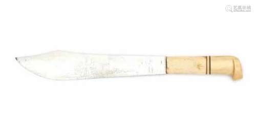 A 'Saami' knife, with reindeer horn handle, the blade signed and with engraved view on a camp.