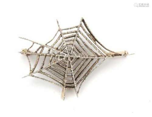 14 carat yellow gold spider web brooch from the 70's - 80's, Dutch Chain Work, the Netherlands.
