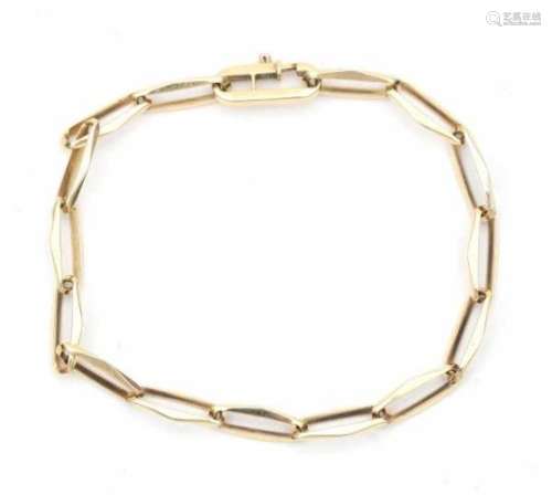 A 14 carat yellow gold chain bracelet, incl. two additional chain links. Length ca. 19.5 - 22 cm.