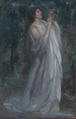 Pieter Cornelis de Moor (1866-1953)Woman in a garden. Signed lower right.canvas 71 x 46 cm.- - -29.