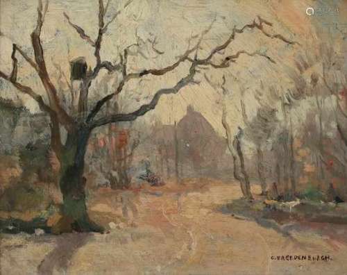 Cornelis Vreedenburgh (1880-1949)A sunlit path near a house. Signed lower right.panel 19,5 x 24,5