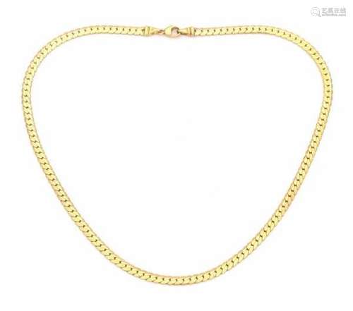 An 18 carat yellow gold gourmet type link chain necklace, lobster clasp. Length :ca. 45.5 cm.