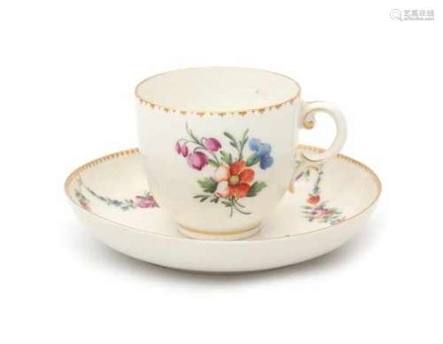 A Dutch Loosdrecht porcelain cup and saucer. 1782-1784. Possibly associated.- - -29.00 % buyer's