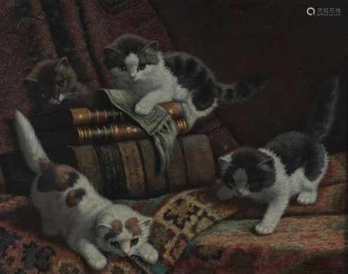 Cornelis Raaphorst (1875-1954)Four playing kittens. Signed lower right.canvas 38 x 49 cm.- - -29.