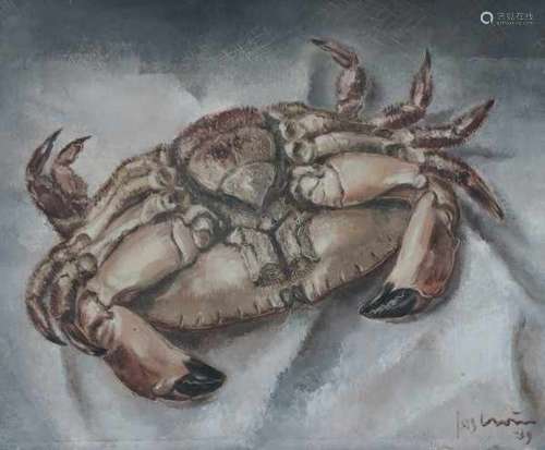 Jos Croïn (1894-1949)Still life with crab. Signed and dated '39 lower right.panel 22 x 27 cm.- - -