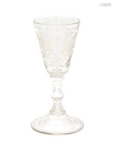 A Dutch engraved commemorative glass. 18th century.height 20,5 cm.- - -29.00 % buyer's premium on