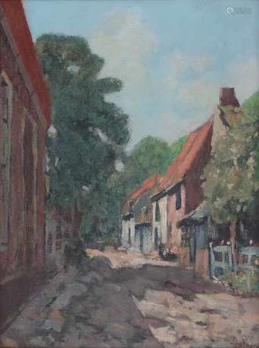 Jan van Vuuren (1871-1941)Sunlit street. Signed lower right.canvas 38,5 x 28,5 cm.- - -29.00 %