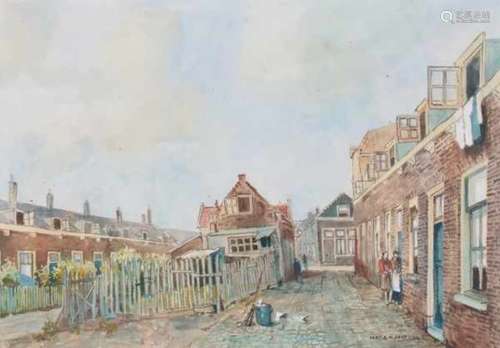 Herman Cornelis Adolf Paradies (1883-1966)'Gedempte Baansloot, Schiedam'. Signed lower right.