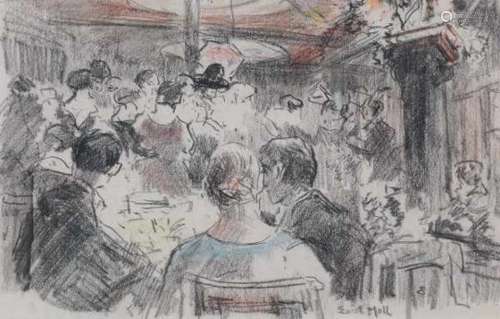 Evert Moll (1878-1955)'Grand café'. Signed lower right. Lit: A. Knops, Evert Moll: Schilder van de