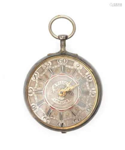 A sterling silver pocket watch. Mid 18e century. I. Willis, Londen - 8172. Verge fusee mouvement