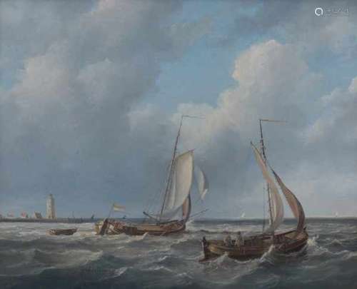 Peter Sterkenburg (1955-2000)Sailing vessels by a lighthouse. Signed lower middle. Provenance: