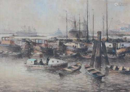 Marinus de Jongere (1912-1977)Harbour. Signed lower left.watercolour 47 x 68 cm.- - -29.00 % buyer's