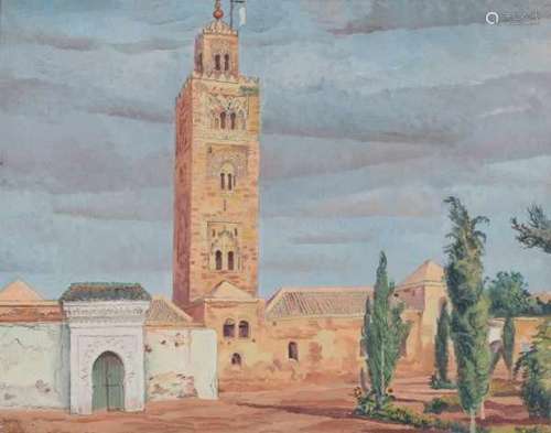 Herman Bieling (1887-1964)'Coutoubia Marrakech'. Signed lower left.canvas 54 x 68 cm.- - -29.00 %