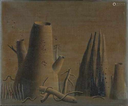 Tinus van Doorn (1905-1940)Surrealistic landscape. Signed and numbered 94 verso. Circa 1938. Similar