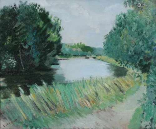 Paul Citroen (1896-1983)Path by the water. Signed lower left.canvas 49 x 59 cm.- - -29.00 % buyer'