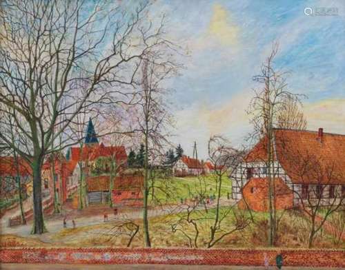 Artur Ressel (1896-1966)German village. Signed with monogram and dated 1947 lower left. Artur Ressel