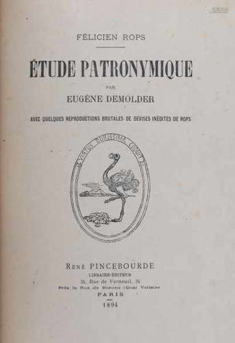 E. Demolder - Étude patronymique. Paris, R. Pincebourde, 1894, 25,(4), 10 plates on chinese paper by