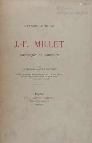 A. Piedagnel - J.-F. Millet. Souvenirs de Barbizon. Paris, Vve A. Cadart, 1876, 108,(1) pp., etss