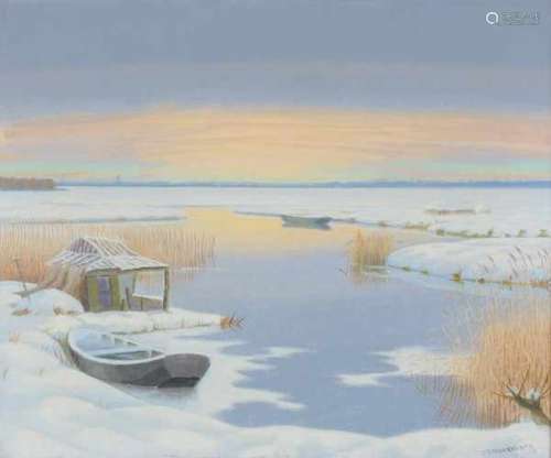 Dirk Smorenberg (1883-1960)Loosdrechtse plassen in the snow. Signed lower right.canvas 49 x 59