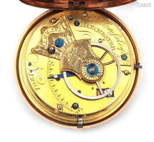 18 carat pink gold gentleman's pocketwatch, provenance: Manchester/London. Marked for 18 carat