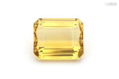 Yellow Beryl of 18.91 ct., emerald cut. Provenance: bought in Brazil February 22, 1966. Natural gold