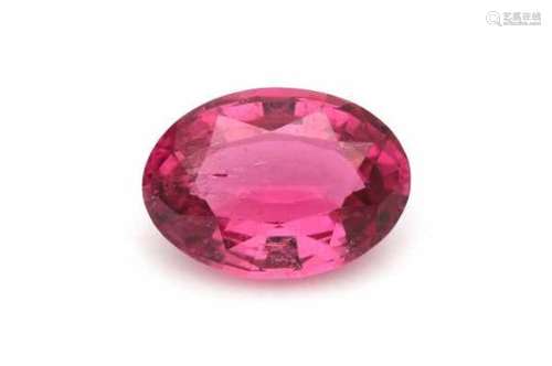 Mixed oval cut rubellite of 4.49 ct., a pinkish red colour tourmaline. Never been set.Length: 12.