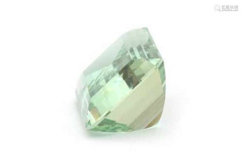 Green beryl. aquamarine, of 34 ct., emerald cut. Bought in Brazil February 22, 1966. With original