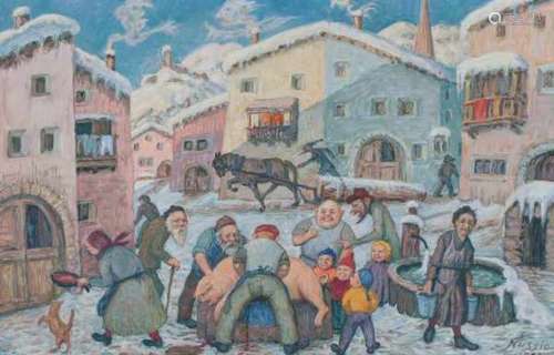 Oskar Nussio (1899-1976)The village feast. Signed and dated '72 lower right.canvas 63 x 98 cm.- - -