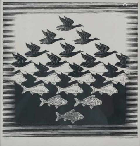 Maurits Cornelis Escher (1898-1972)Lucht en water I (Sky and water I). Signed in pencil lower