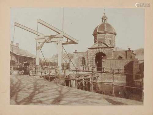 Eight mounted photographs of Leiden or surroundings i.a. Rijnsburgersingel, Blauwpoortsbrug and