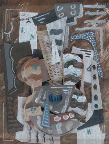 Arnold Guerlinck (1946)Composition with musical instruments. Signed upper left.Collage 78 x 59,5