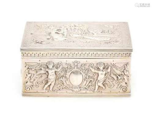 A Dutch silver biscuit-box. Hallmarked The Hague. Maker's mark François Marcus Simons. Year